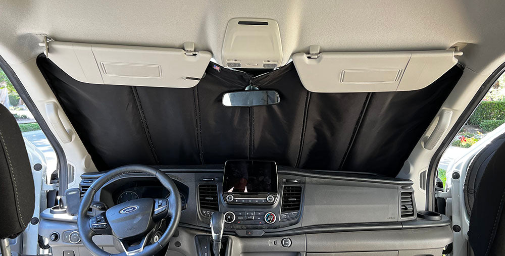 2015 to 2022 Ford Transit Window Blackout Shade Privacy Window Cover Crew cargo van windshield oversized for perfect fit
