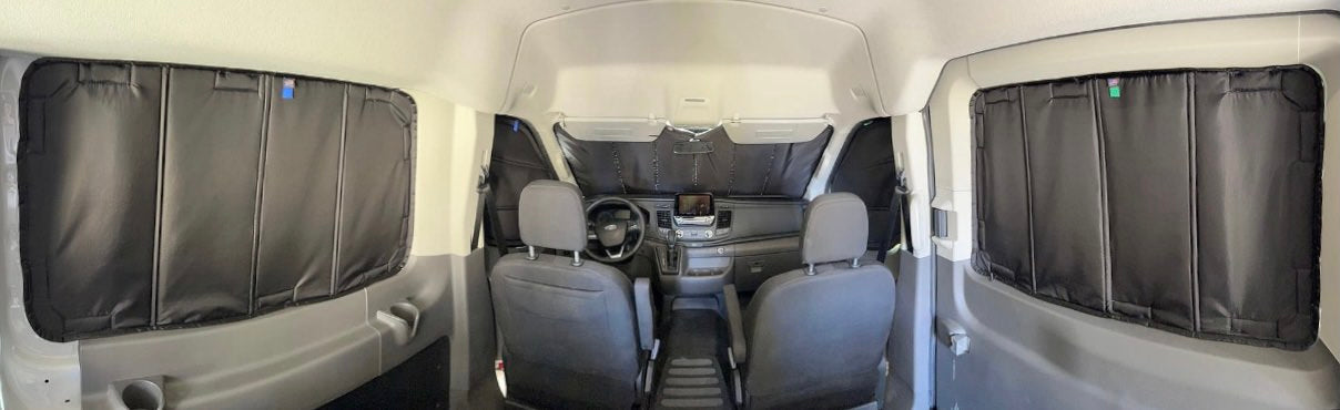 2015 to 2022 Ford Transit Window Blackout Shade Privacy Window Cover Crew van with window lining secure fit
